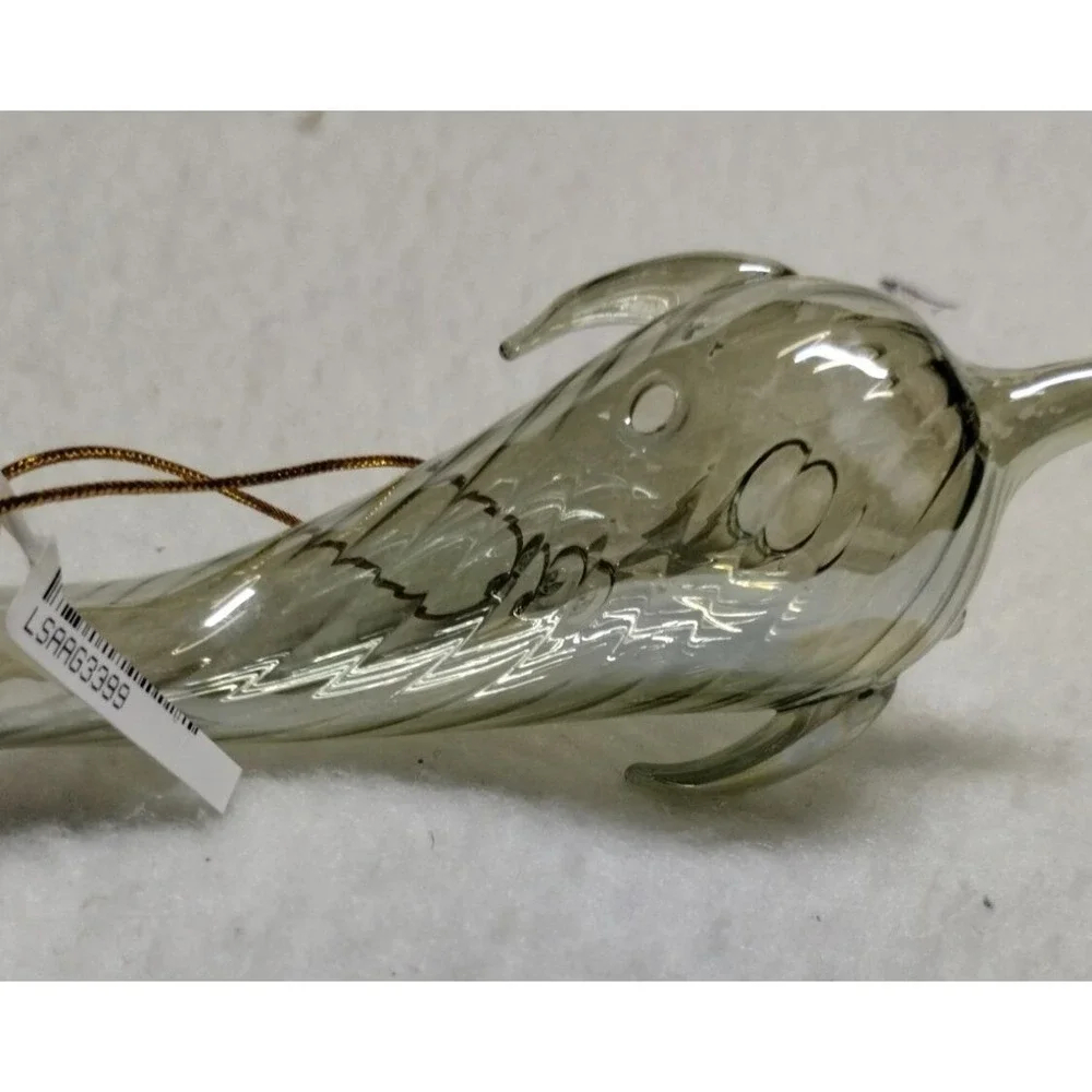 Hand Blown Glass Dolphin‎ Ornaments Set of 3 Iridescent Coastal Decor Nautical